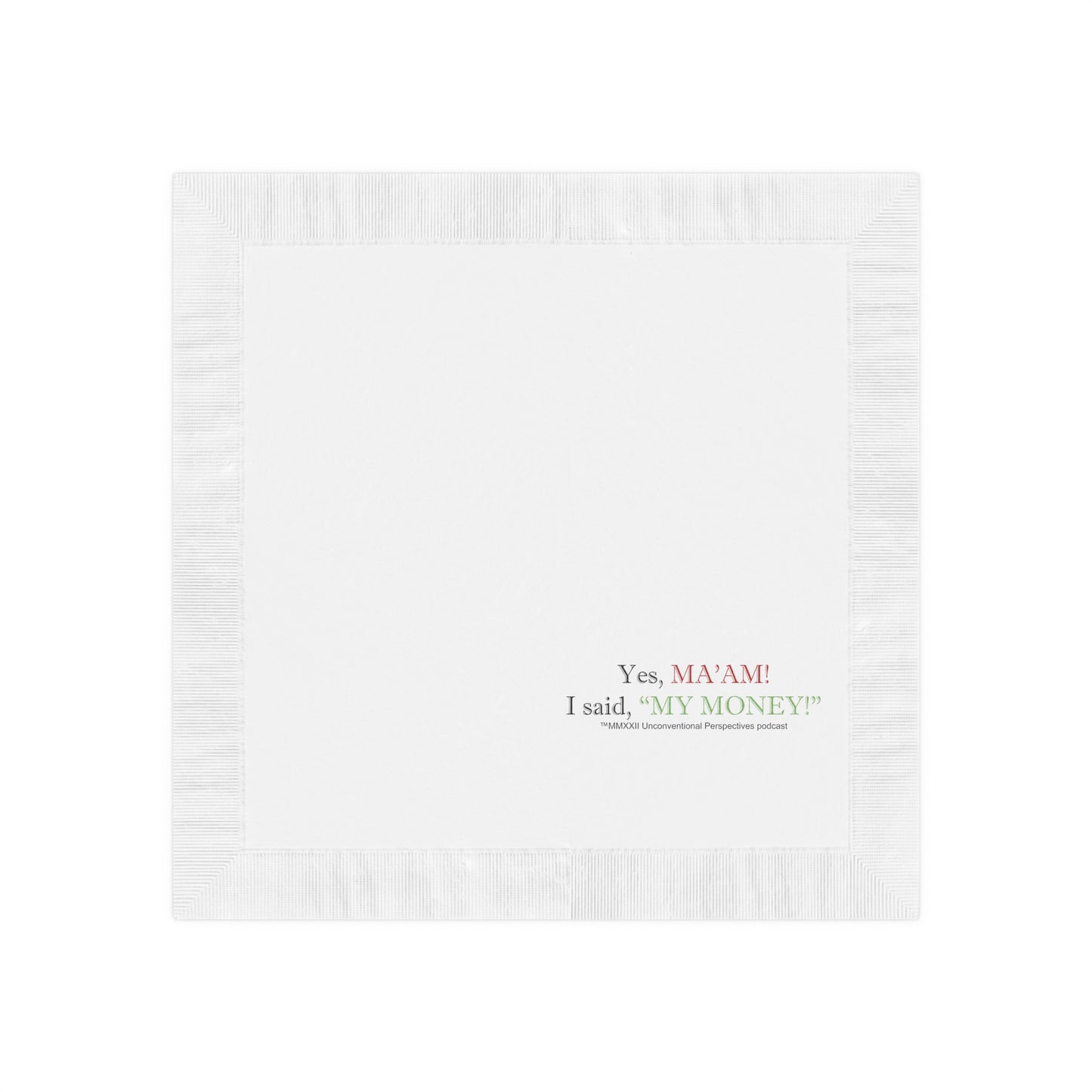 Ma'am My Money White Coined Napkins, White - BL