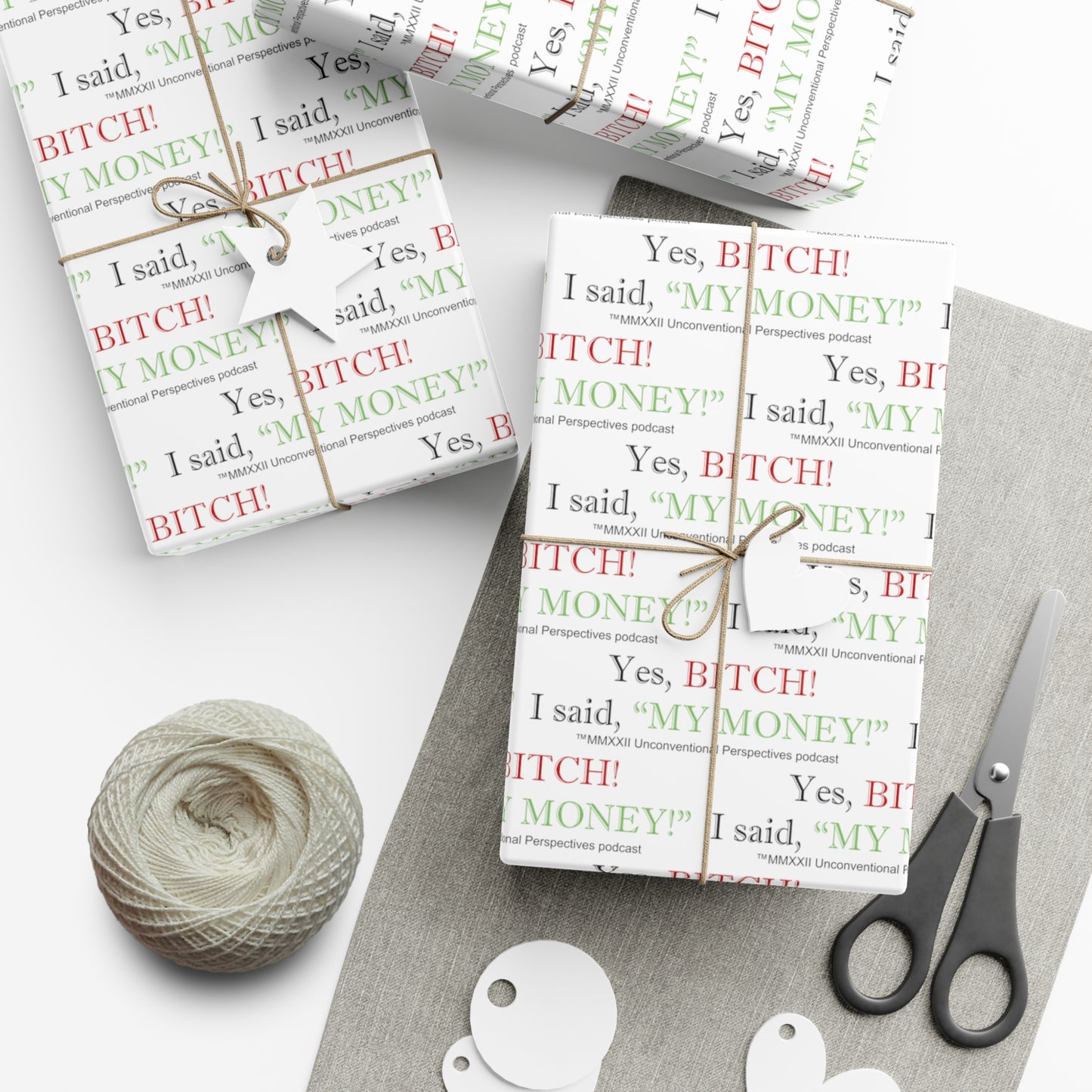 Bitch My Money Gift Wrap Papers, White - BL