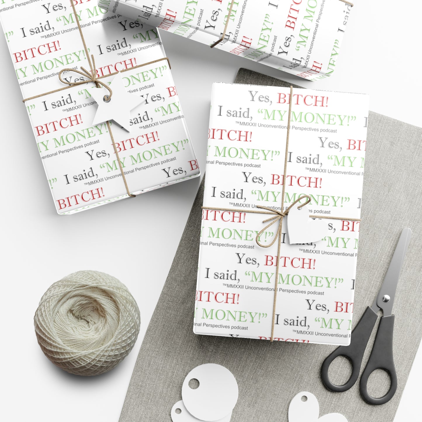 Bitch My Money Gift Wrap Papers, White - BL