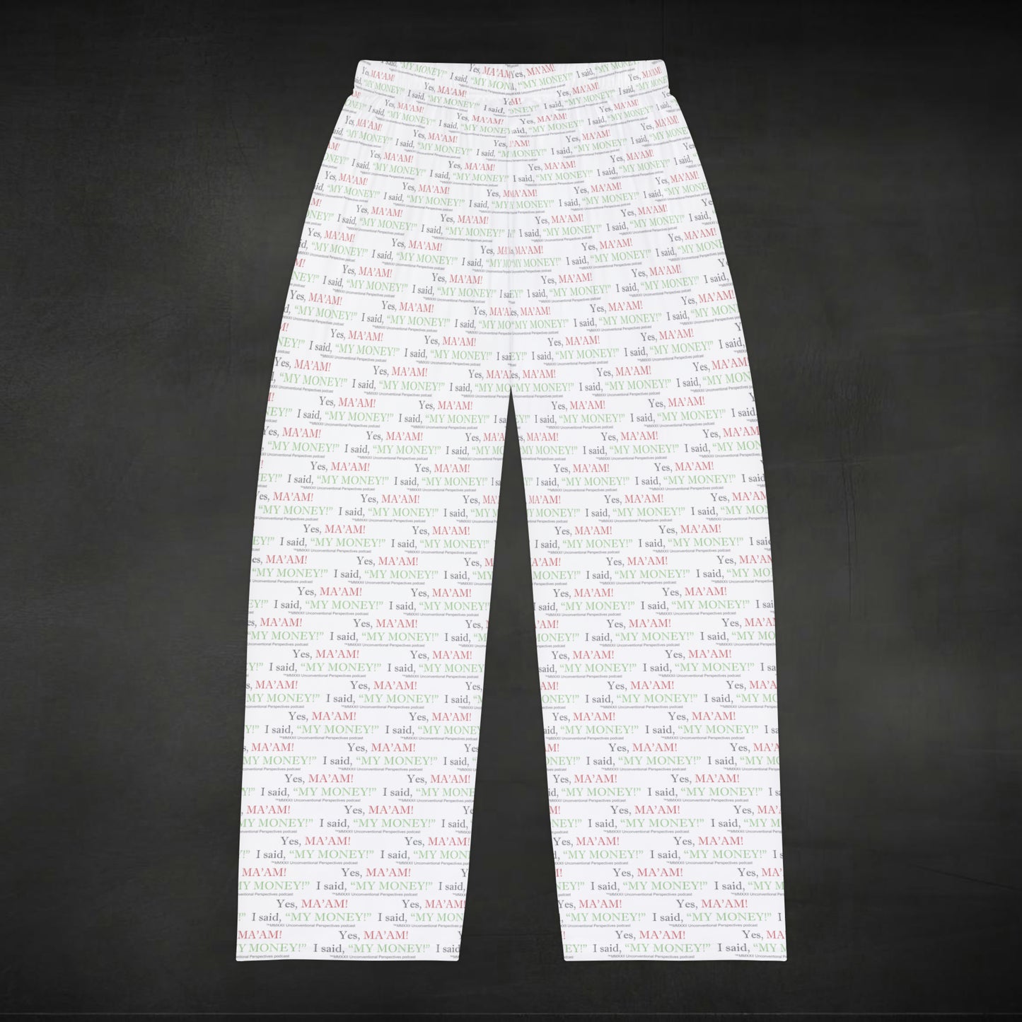 Ma'am My Money Men's Pajama Pants (AOP), White - BL