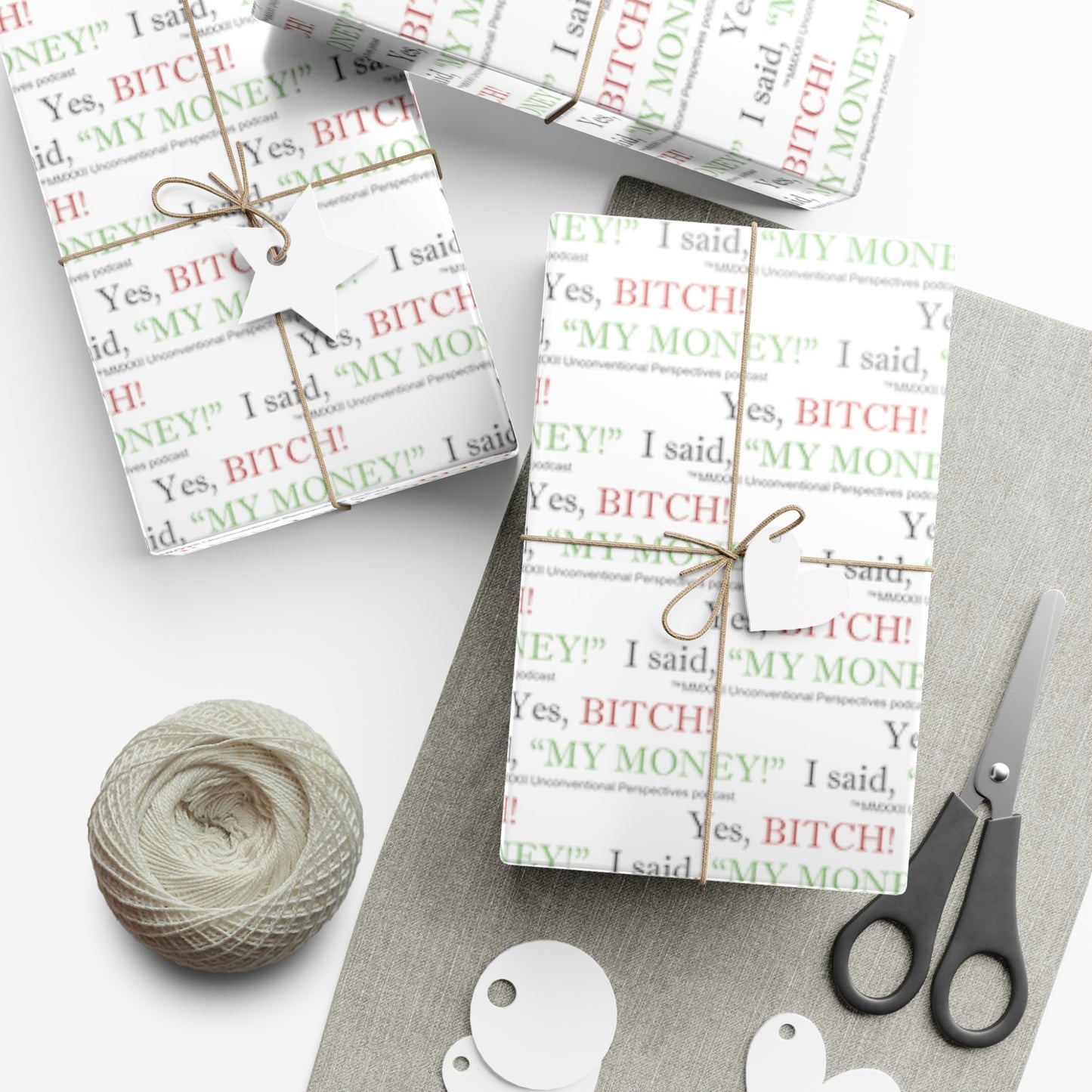 Bitch My Money Gift Wrap Papers, White - BL