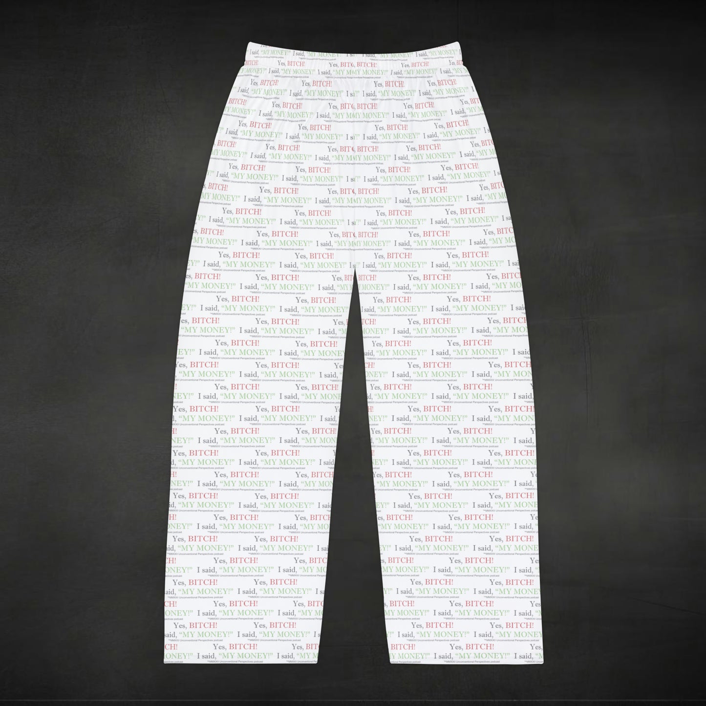 Bitch My Money Men's Pajama Pants (AOP), White - BL