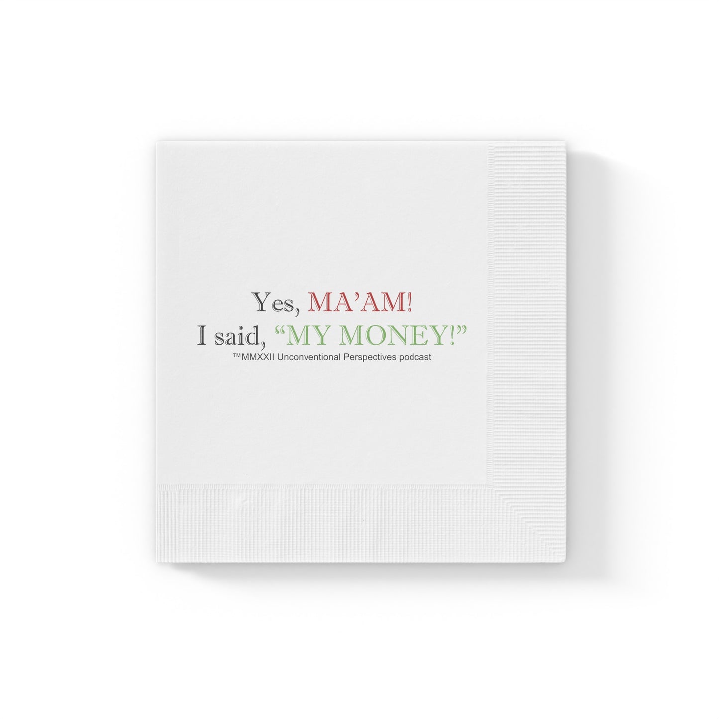 Ma'am My Money White Coined Napkins, White - BL