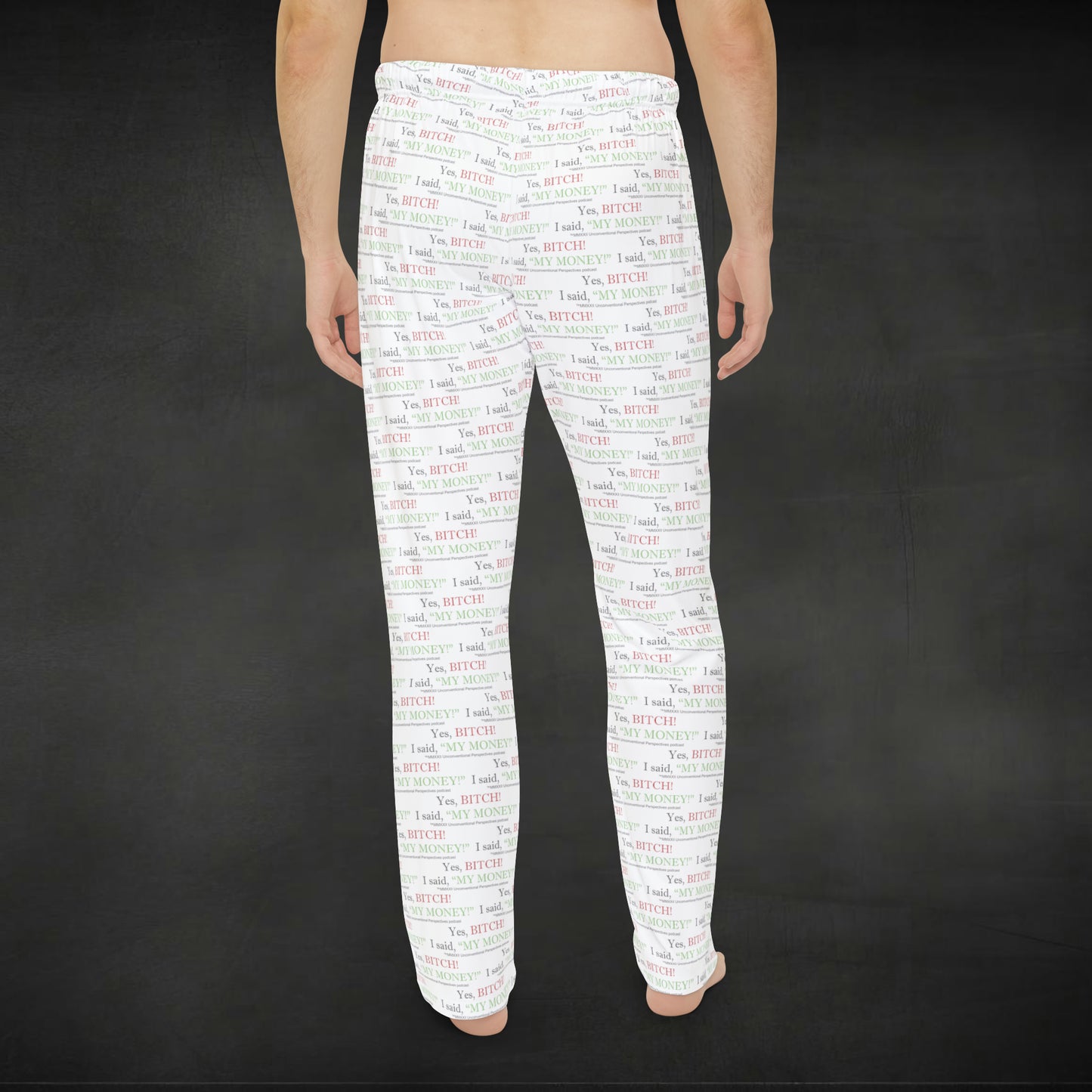 Bitch My Money Men's Pajama Pants (AOP), White - BL