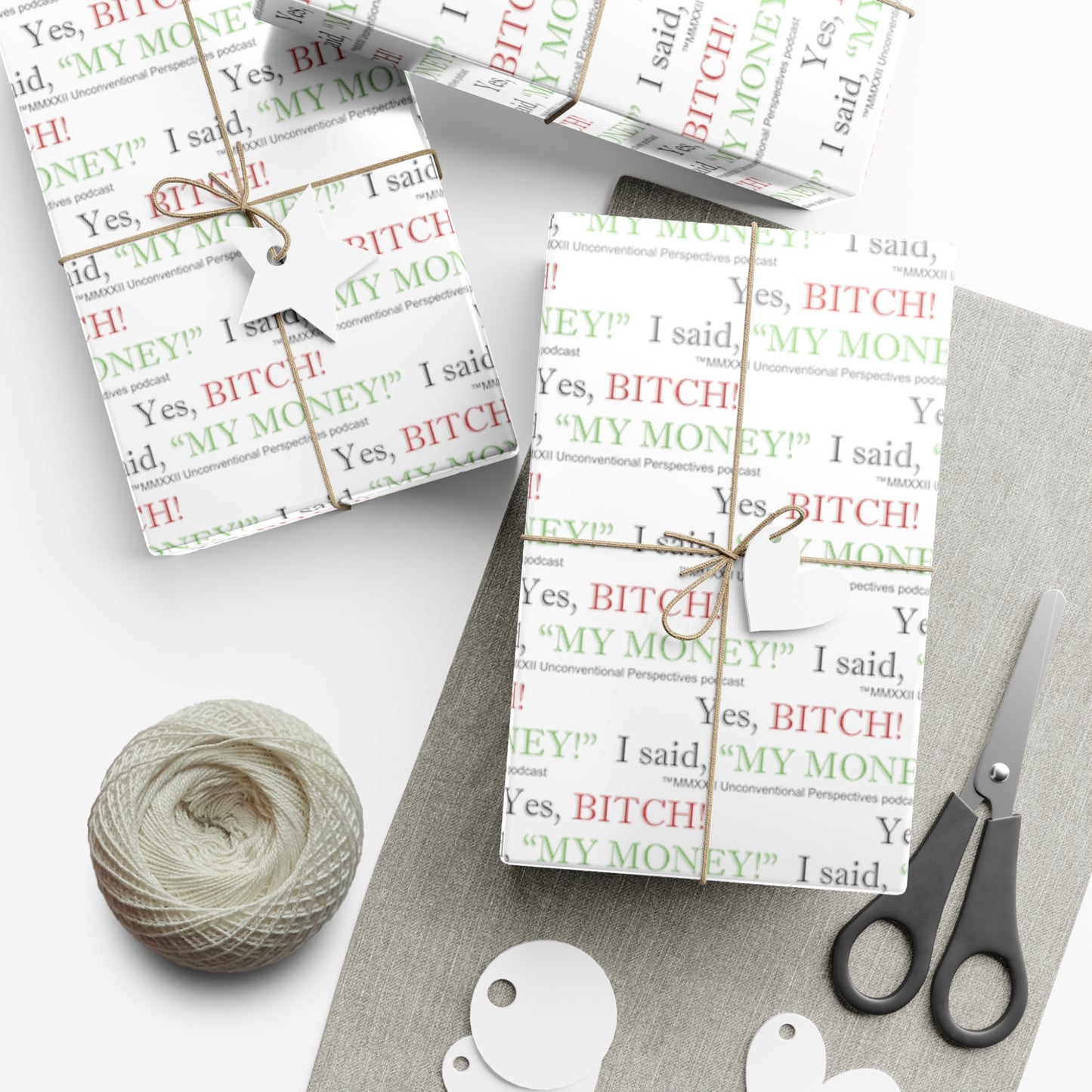 Bitch My Money Gift Wrap Papers, White - BL