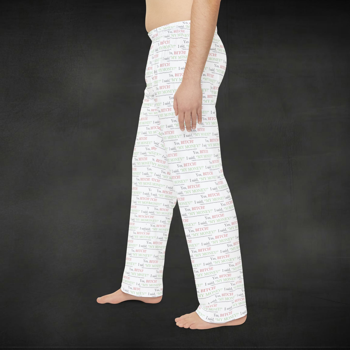 Bitch My Money Men's Pajama Pants (AOP), White - BL