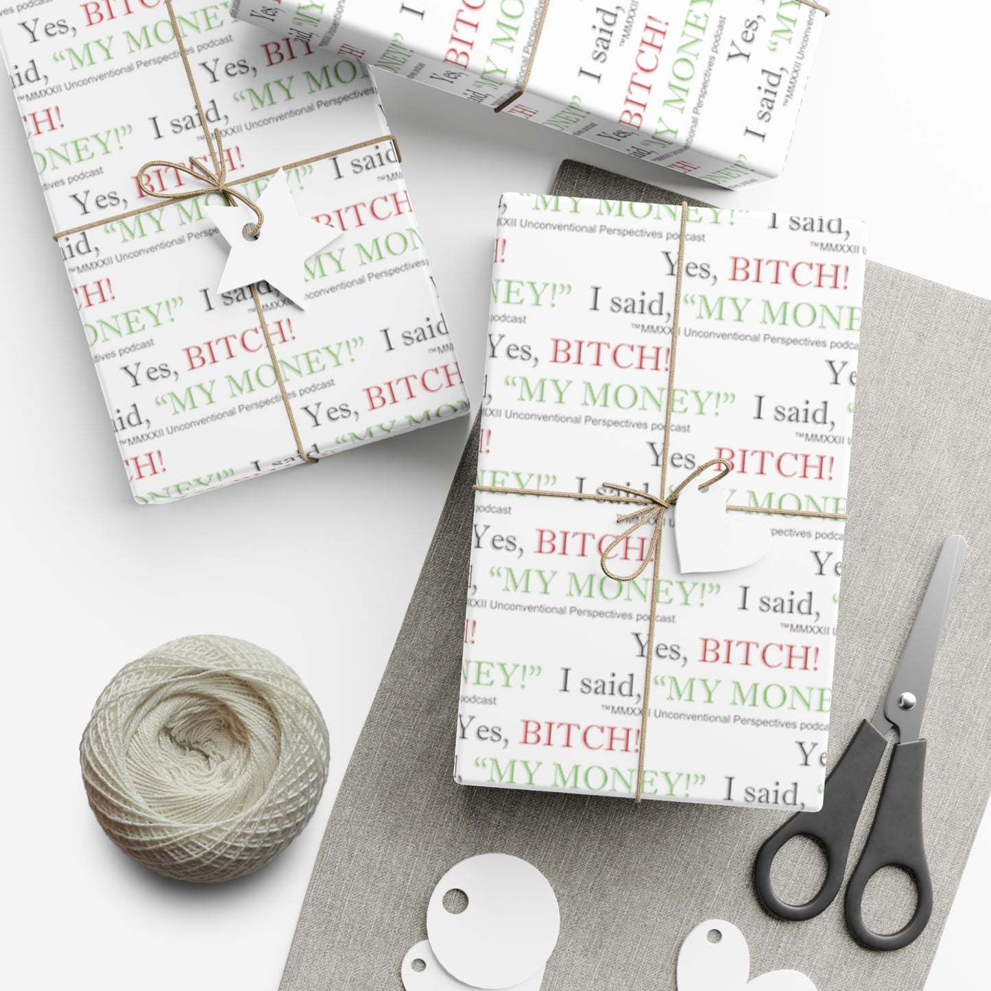 Bitch My Money Gift Wrap Papers, White - BL