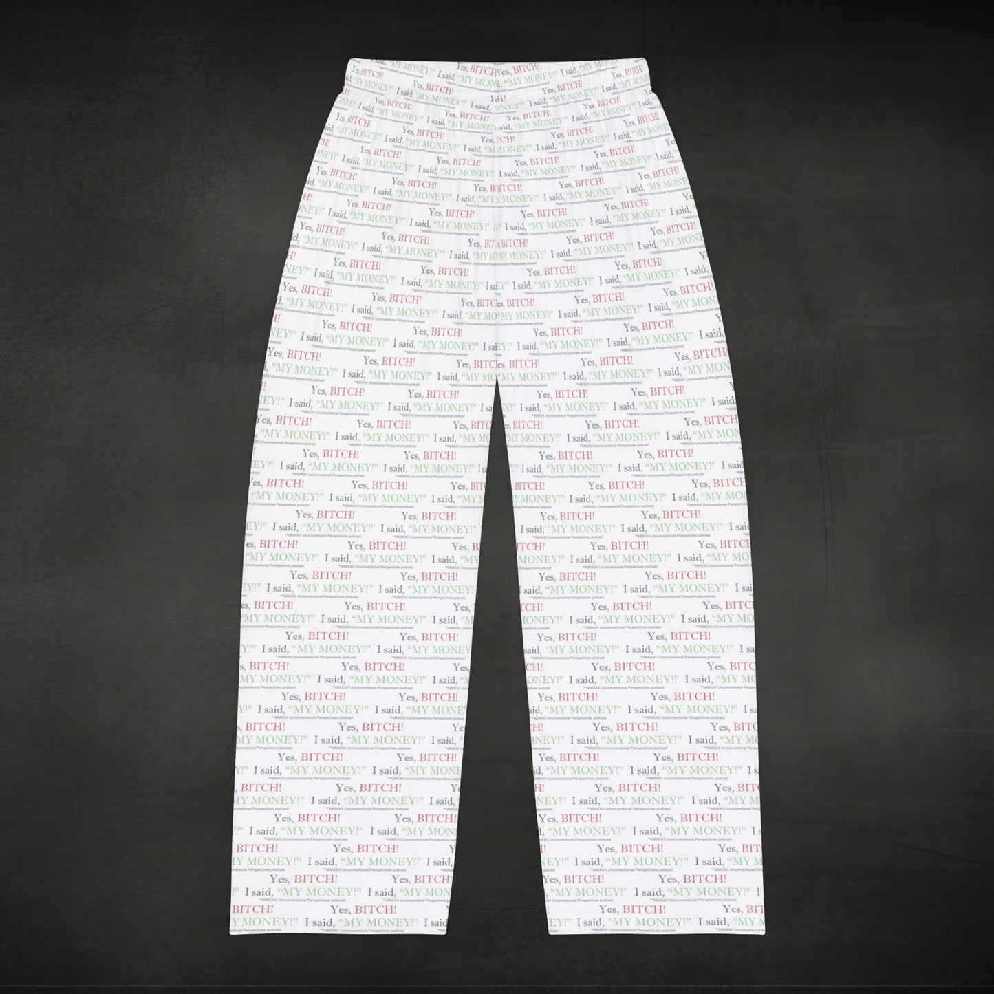 Bitch My Money Men's Pajama Pants (AOP), White - BL