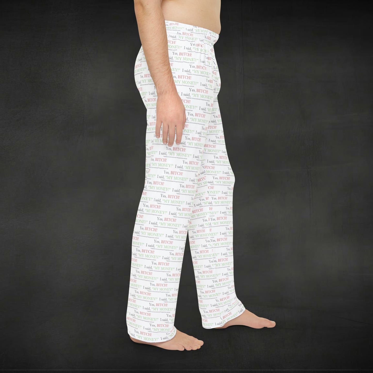 Bitch My Money Men's Pajama Pants (AOP), White - BL