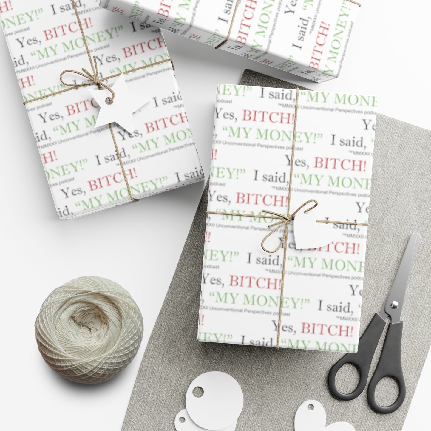 Bitch My Money Gift Wrap Papers, White - BL